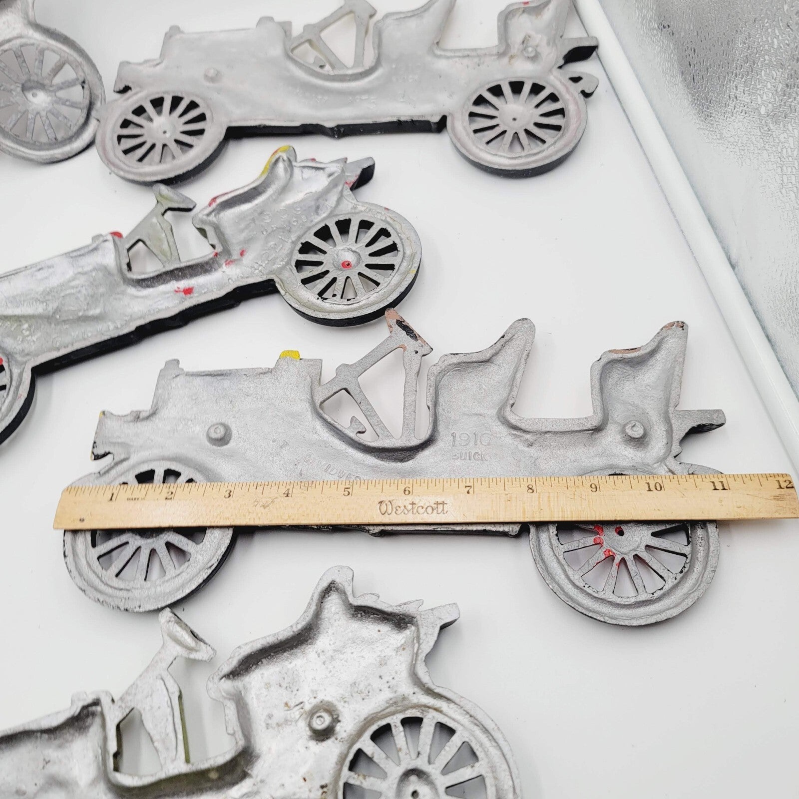 1910 Buick metal Garage Art Antique Aluminum Classic Cars Lot of 5