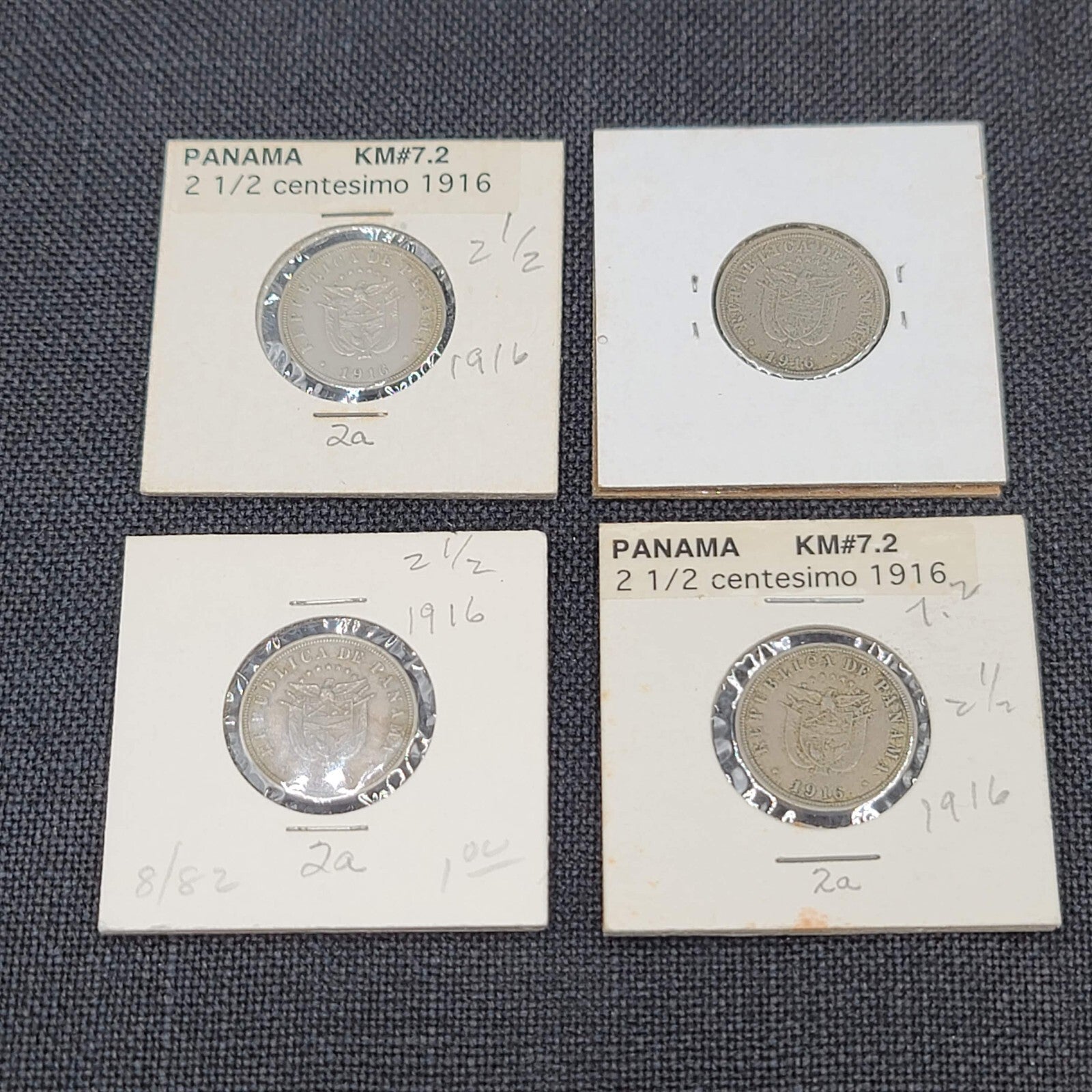 1916 Panama 2 1/2 Centesimos Coin Nice Details Lot of 4
