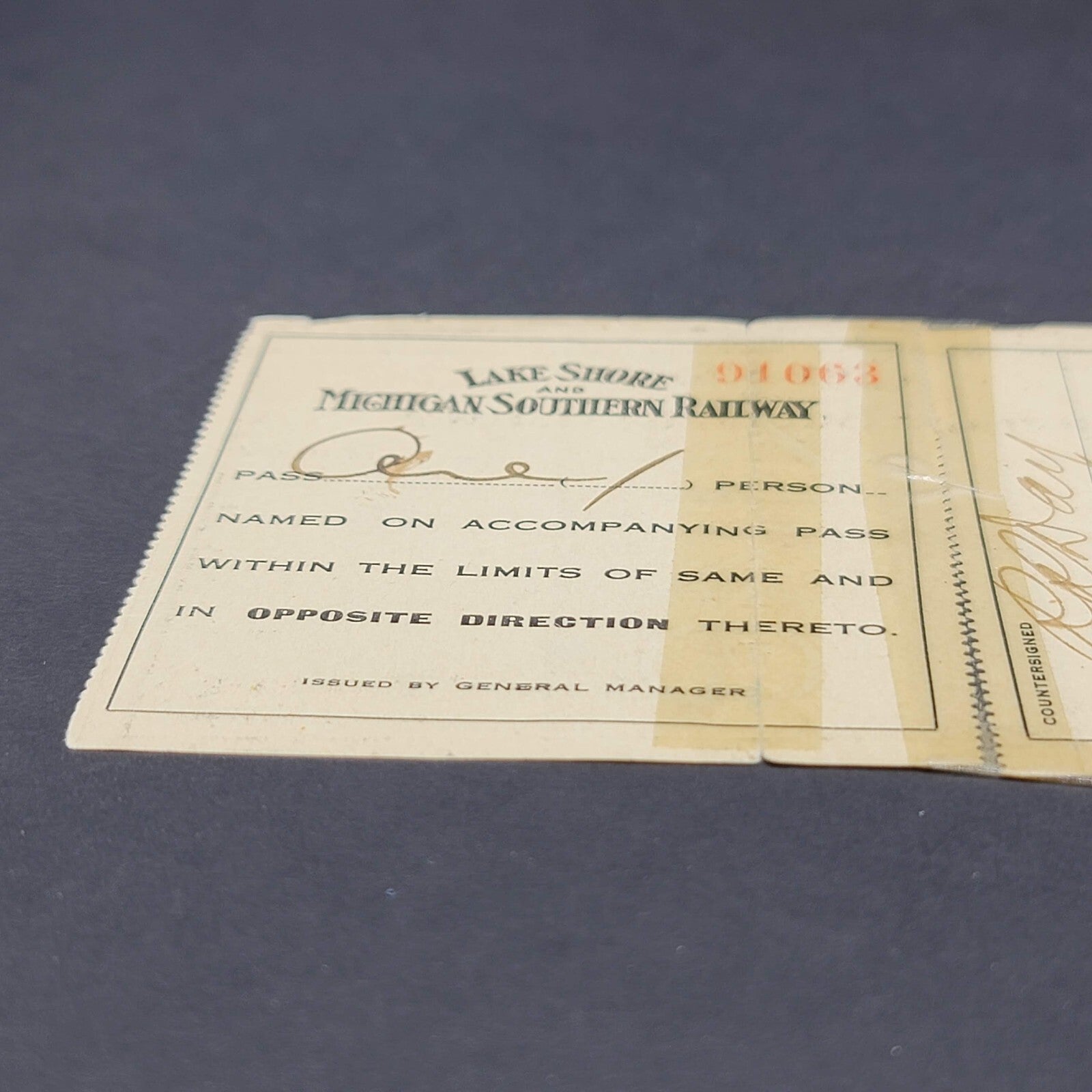 1909 Lake Shore Railroad Ticket Railway Antique Vintage Train Pass Rare
