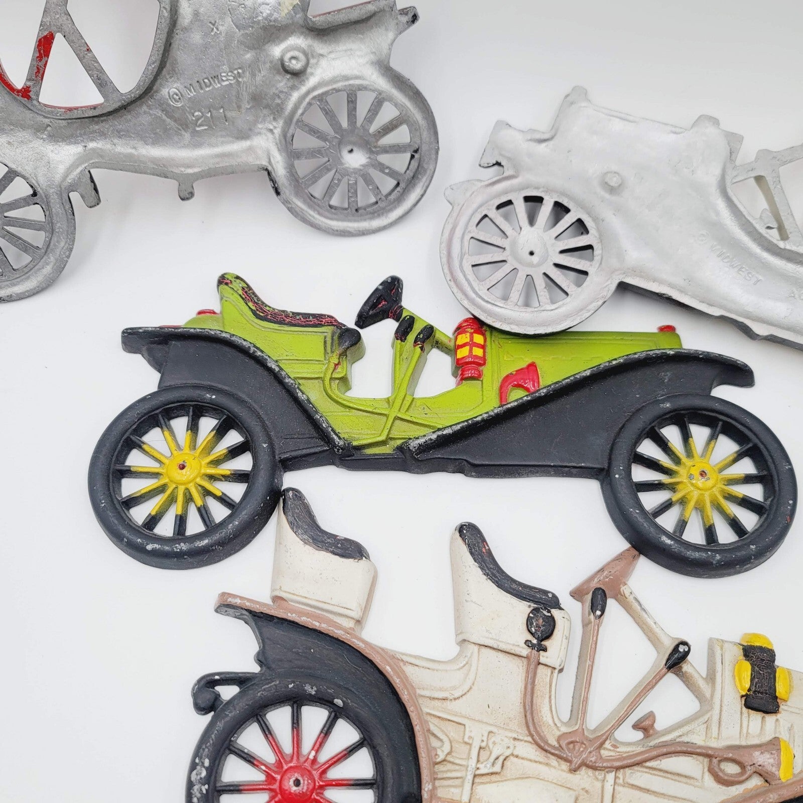 1910 Buick metal Garage Art Antique Aluminum Classic Cars Lot of 5