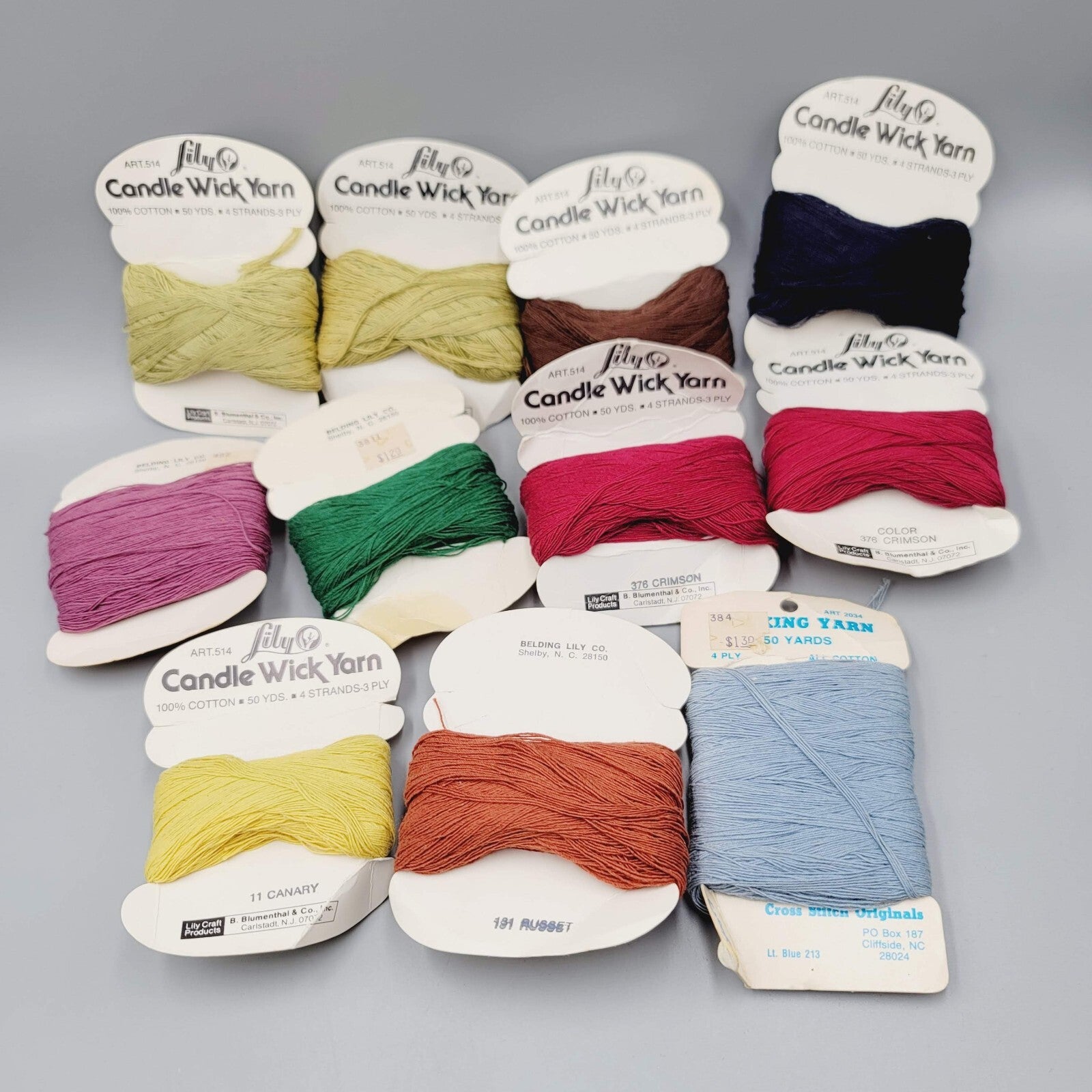 11 Skeins of Candle Wick Yarn Lily Multiple Colors