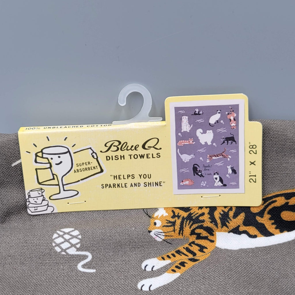 "People I Love" Cat Cats Theme Kitchen Dish Towel 21" x 28" Blue Q NEW Siamese 