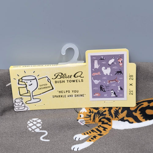 "People I Love" Cat Cats Theme Kitchen Dish Towel 21" x 28" Blue Q NEW Siamese 